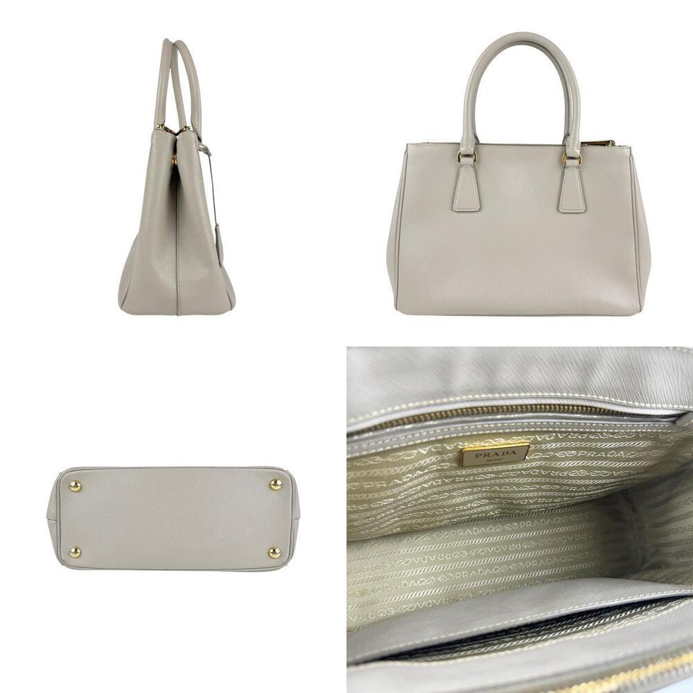 Prada tote bag Galleria leather Zip Double White Saffiano